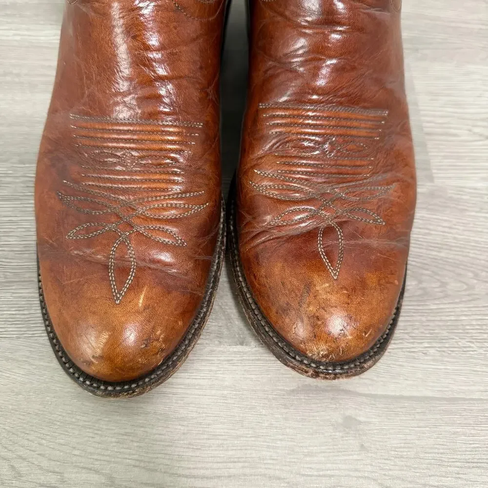 Tony Lama Men's Brown Leather 6531 Western Cowboy Boots Size 9.5B